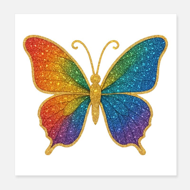 Glittering rainbow butterfly Poster 8" x 8" (20x20 cm)