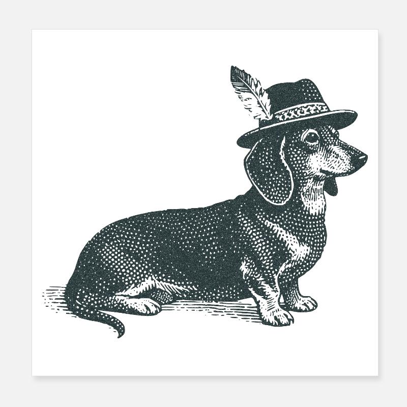 Dackel mit Hut Poster 20x20 cm