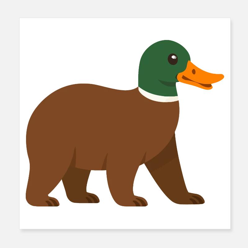 Le canard ours - il a du bec !  Poster 20 x 20 cm