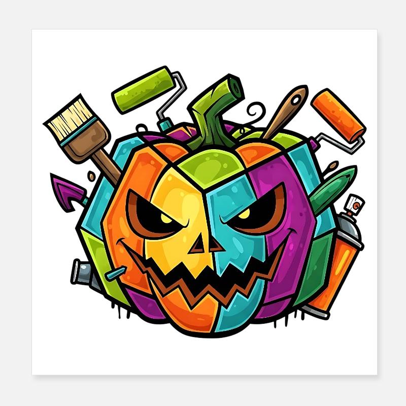 Halloween Graffiti Kürbis Poster 20x20 cm