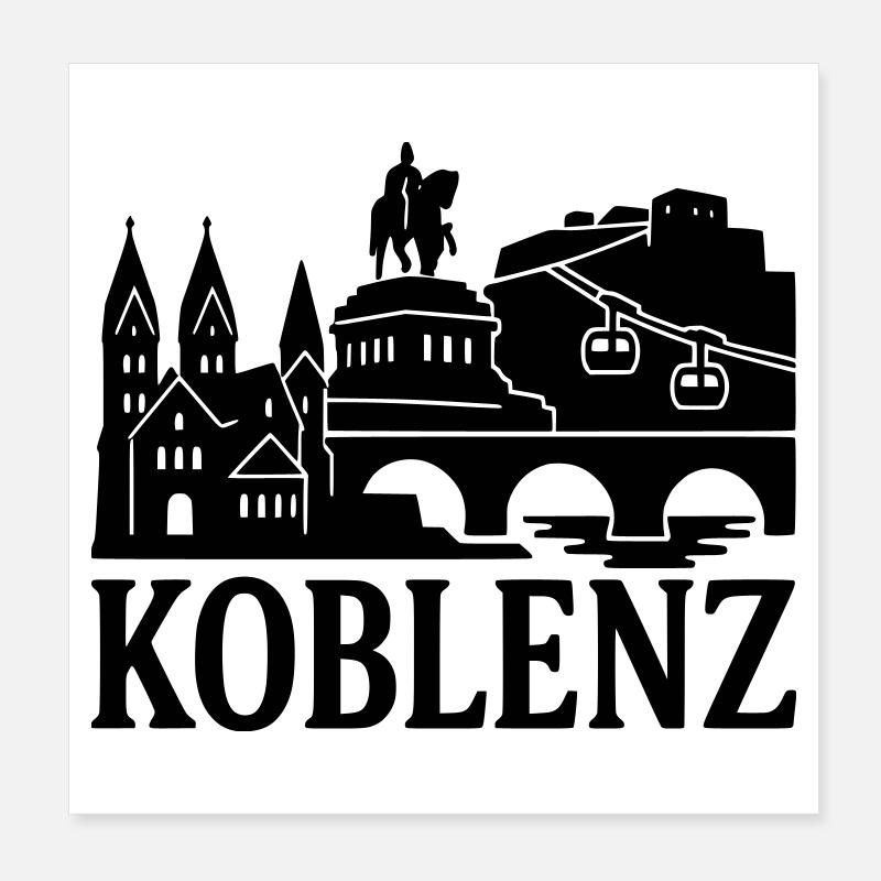 Silhouette de Coblence Poster 20 x 20 cm