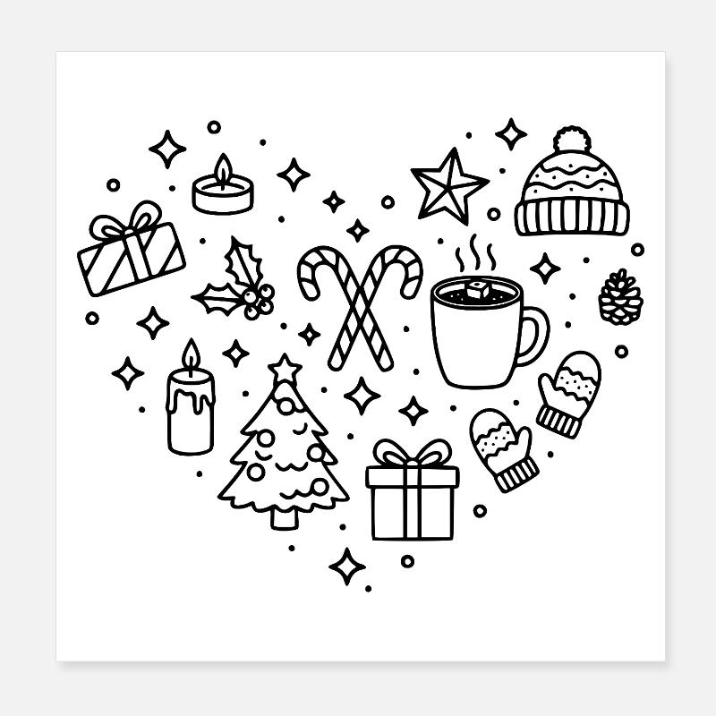 Weihnachten Herz X-Mas Herz Form Weihnachtszeit - Poster 20x20 cm - Weiß