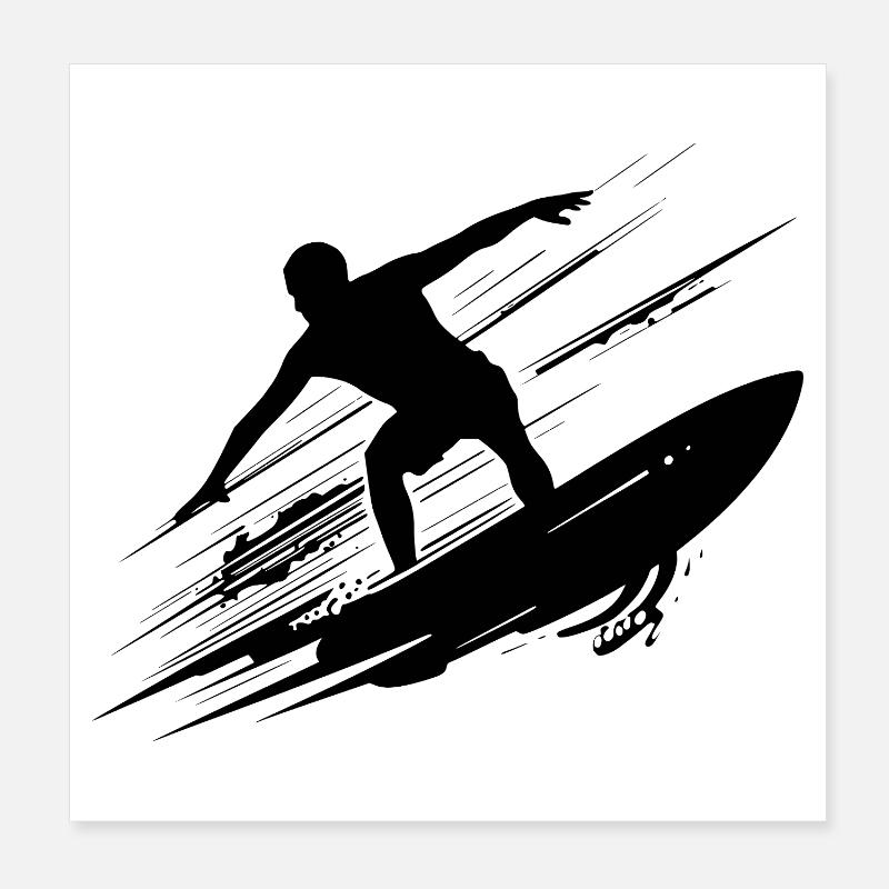 Surfen Kunst Surfer Illustration Poster 20x20 cm