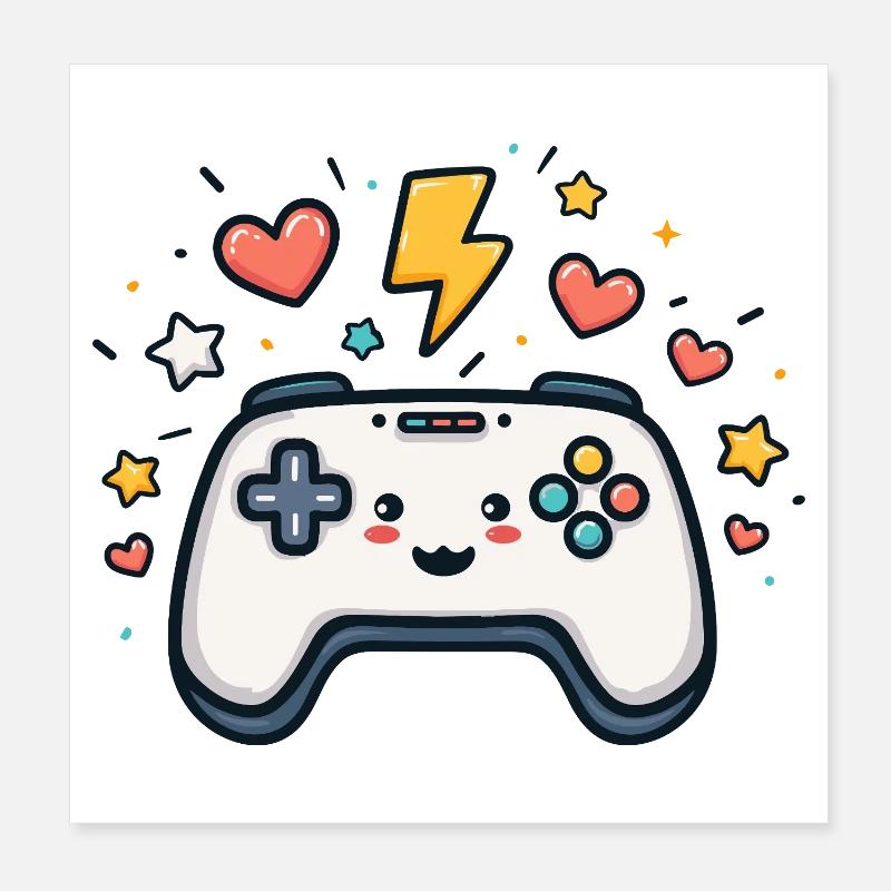 Kawaii Spielcontroller Funkelnd Poster 20x20 cm