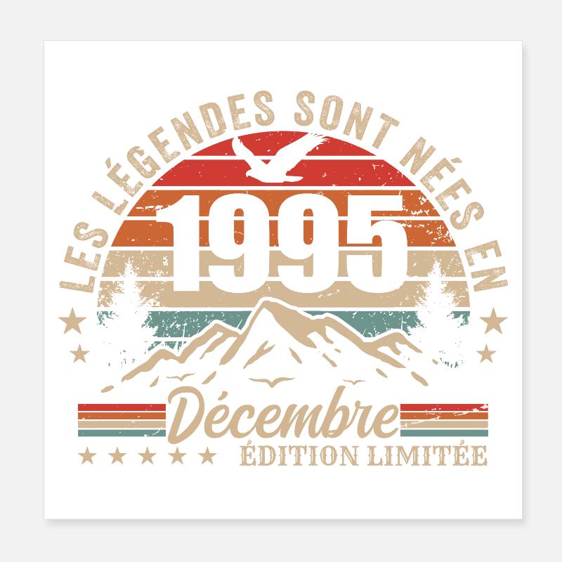 Rétro Décembre 1995 - Cadeau 30 Ans Poster 20 x 20 cm