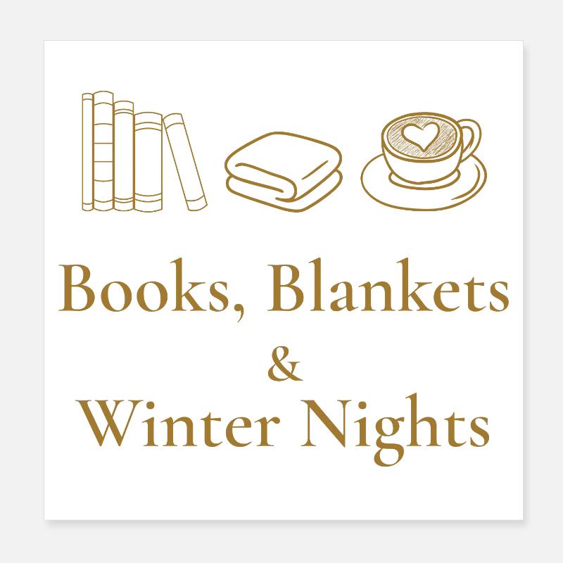 Bücher, Decken & Winternächte – Gemütliche Atmosphäre Poster 20x20 cm
