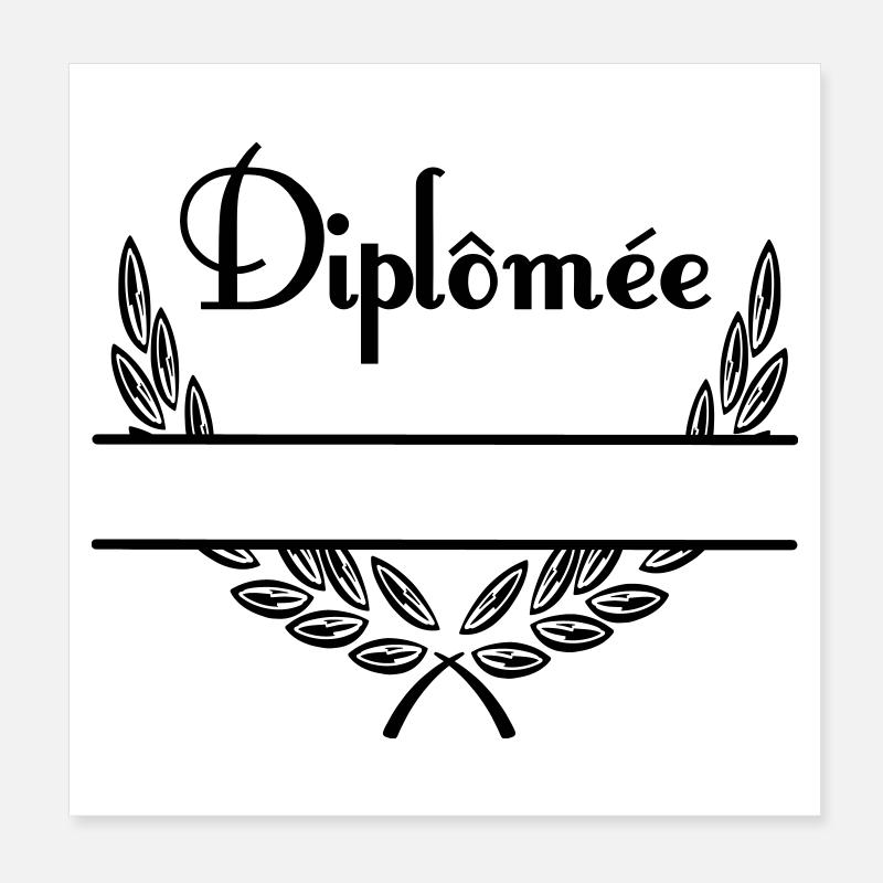 Diplômée – Couronne de Laurier avec Espace Nom Poster 20 x 20 cm