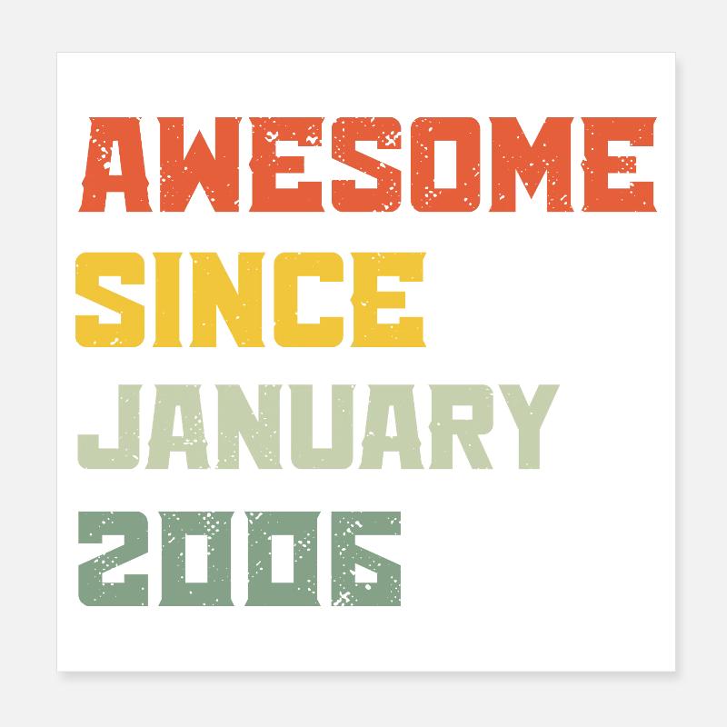 Awesome Since January 2006 Birthday Gift Poster 8" x 8" (20x20 cm)