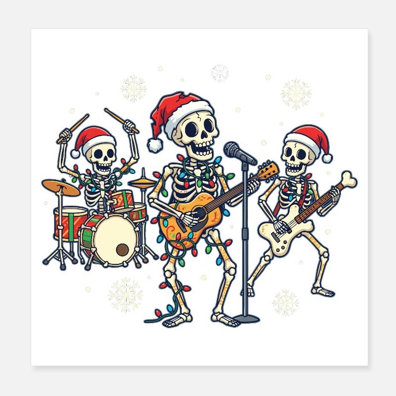 Ruban squelette de Noël Squelettes de Noël drôles Poster 20 x 20 cm