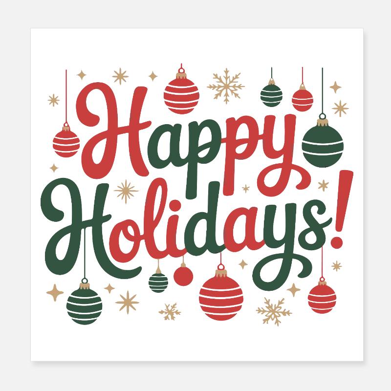 Happy Holidays Ornament-Skript Poster 20x20 cm