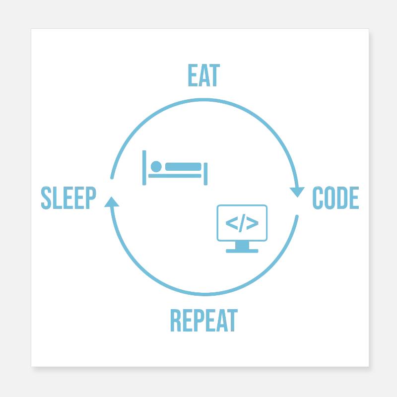 Eat Sleep Code Repeat - Programmierer Kreislauf Poster 20x20 cm