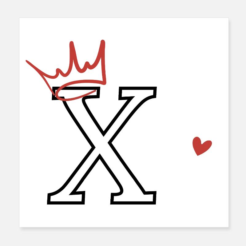Letter x Heart Crown Poster 8" x 8" (20x20 cm)