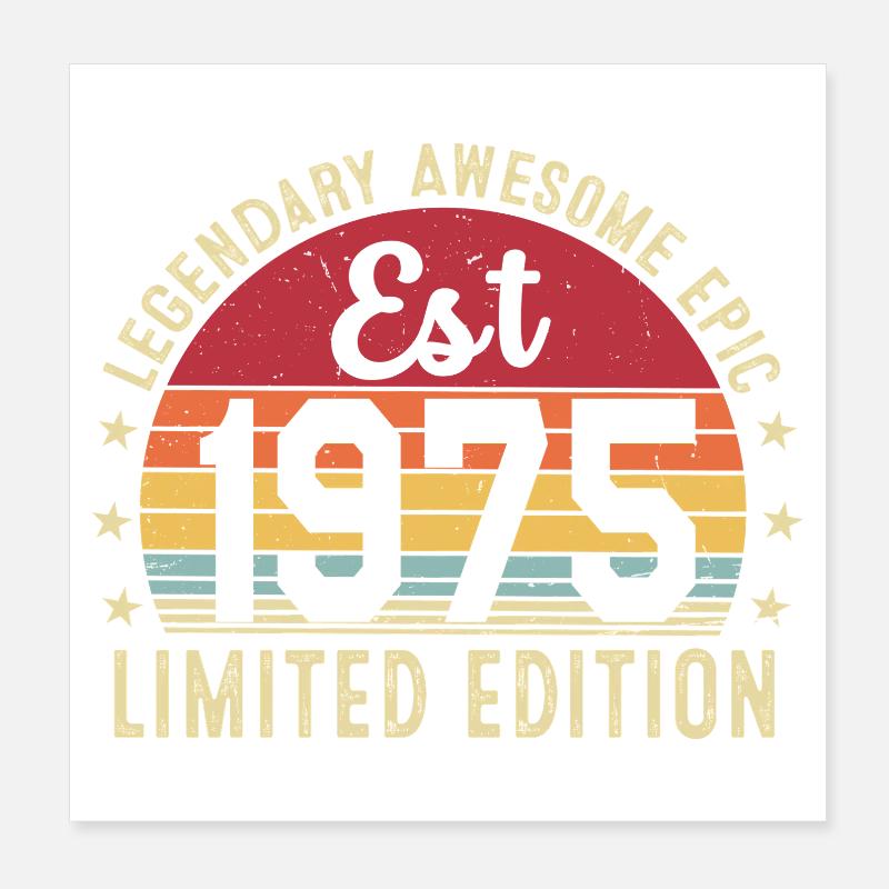 51st Anniversary - Vintage Gift 1975 Poster 8" x 8" (20x20 cm)