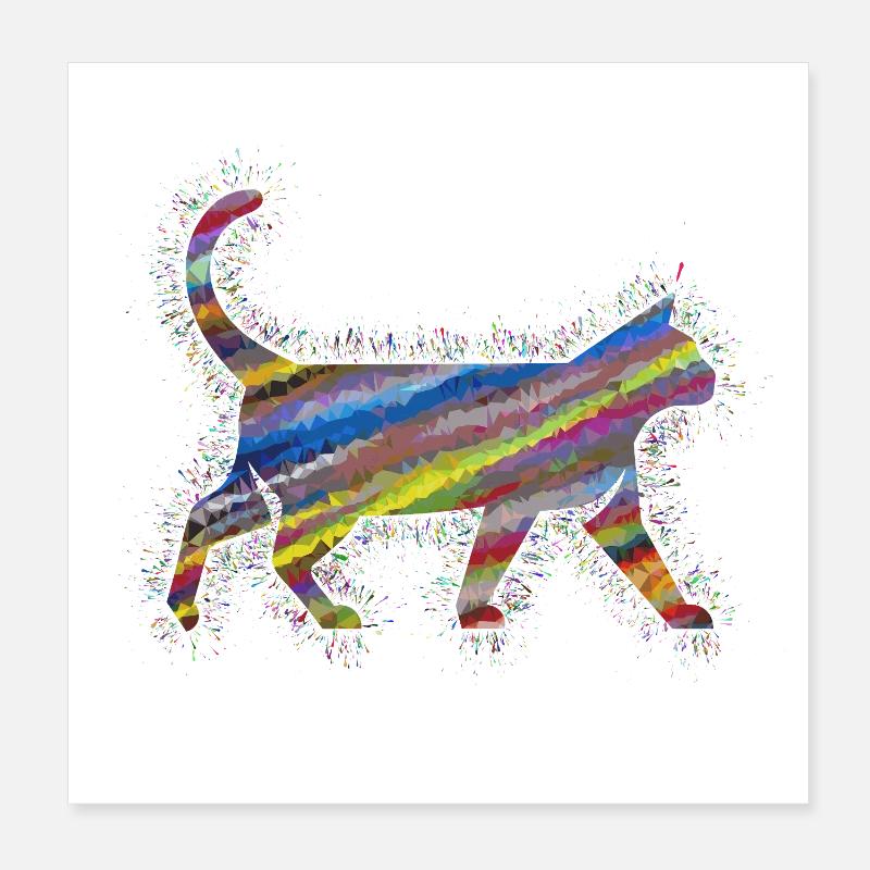 Animaux arc-en-ciel Prisme Chat Poster 20 x 20 cm