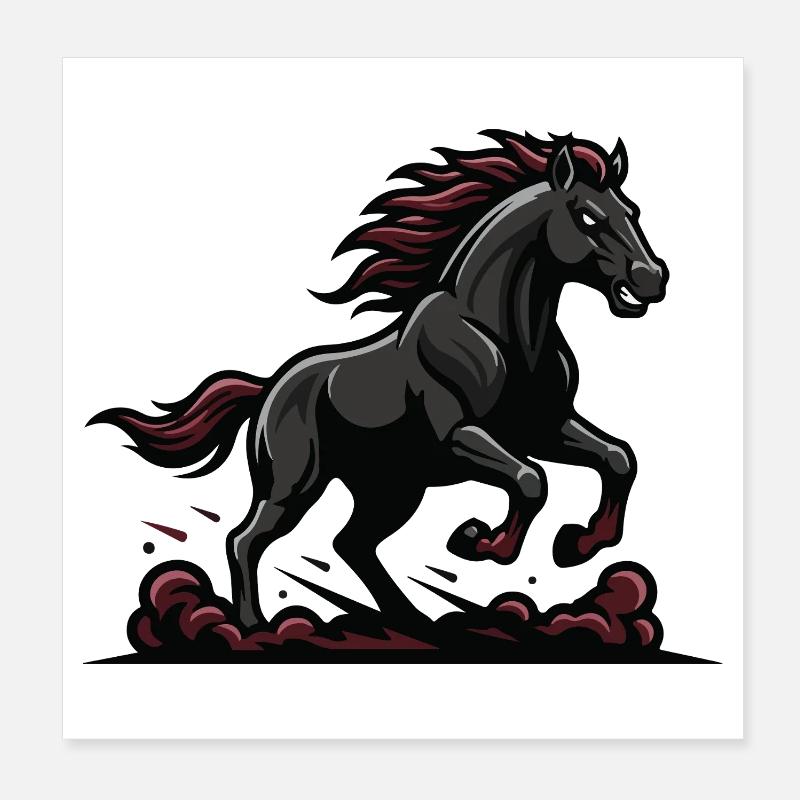 Mitternachtsgalopp Schwarze Pferde-Truppe Poster 20x20 cm