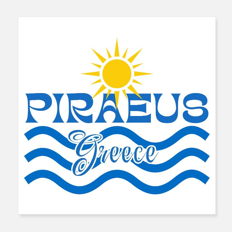 Le Pirée Grèce Soleil et Vagues de mer Poster 20 x 20 cm