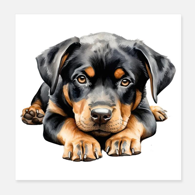 Chiot Rottweiler Poster 20 x 20 cm