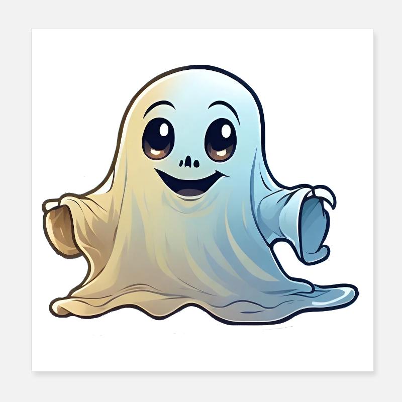 Friendly Ghost Cartoon Poster 8" x 8" (20x20 cm)
