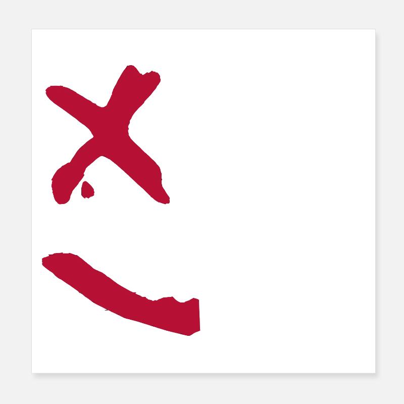 Evil Smile.y Face X-Eyes Graffiti Red White Poster 8" x 8" (20x20 cm)