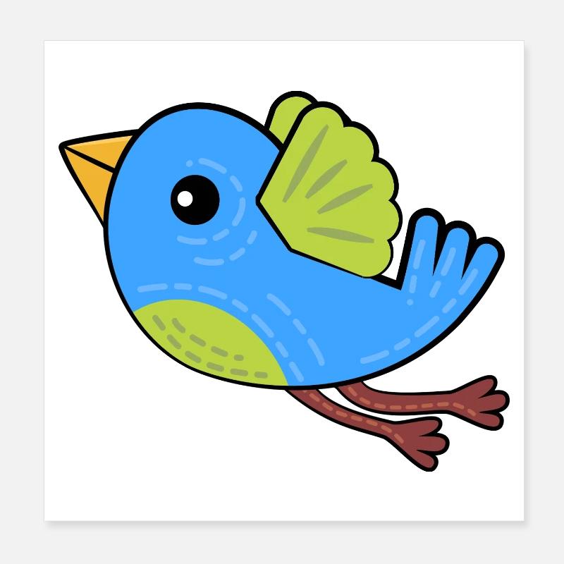 Petit Oiseau Bleu Poster 20 x 20 cm