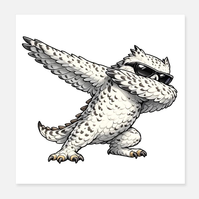 Dabbing Schneeeule Poster 20x20 cm