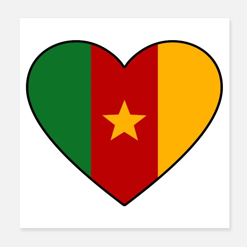 Cœur du drapeau du Cameroun Poster 20 x 20 cm