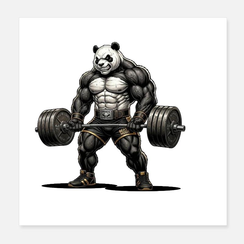 Panda Strength – Bodybuilding Design Poster 20x20 cm