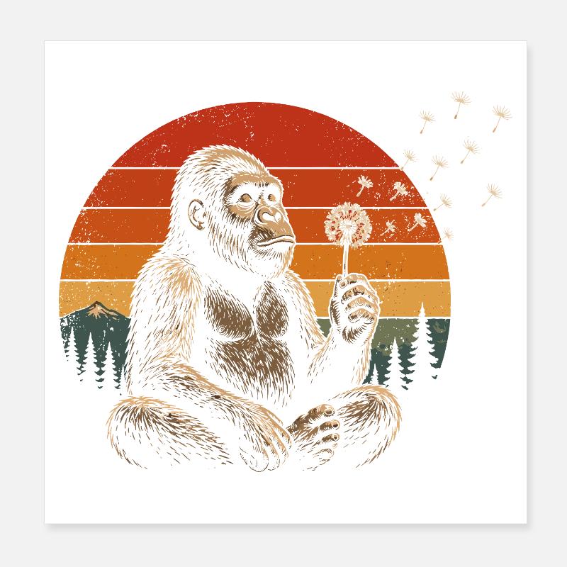 Ami singe au coucher de soleil Poster 20 x 20 cm