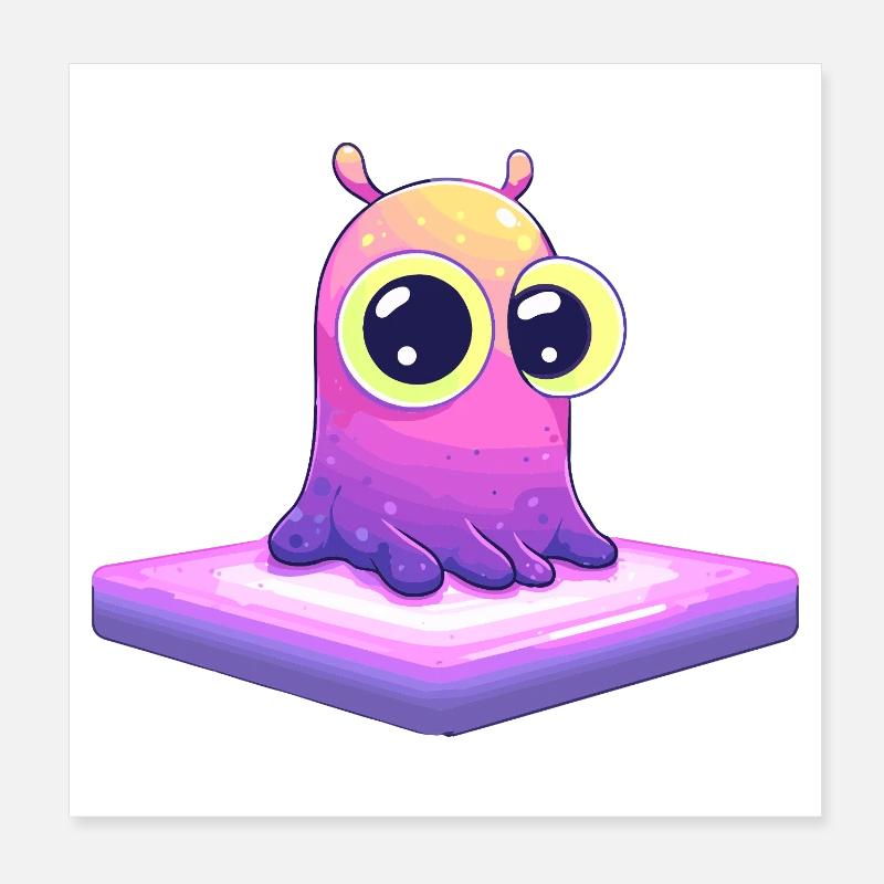 Little pixel friend on platform Poster 8" x 8" (20x20 cm)