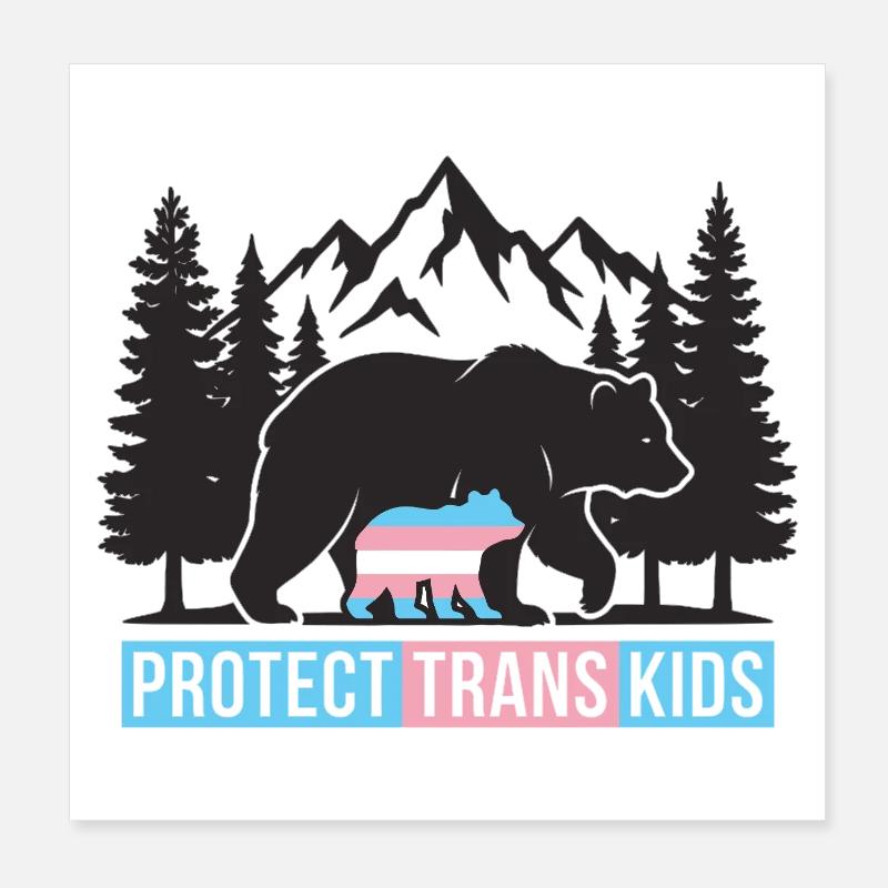 Pride Month LGBT -  Protect Trans Kids Poster 8" x 8" (20x20 cm)