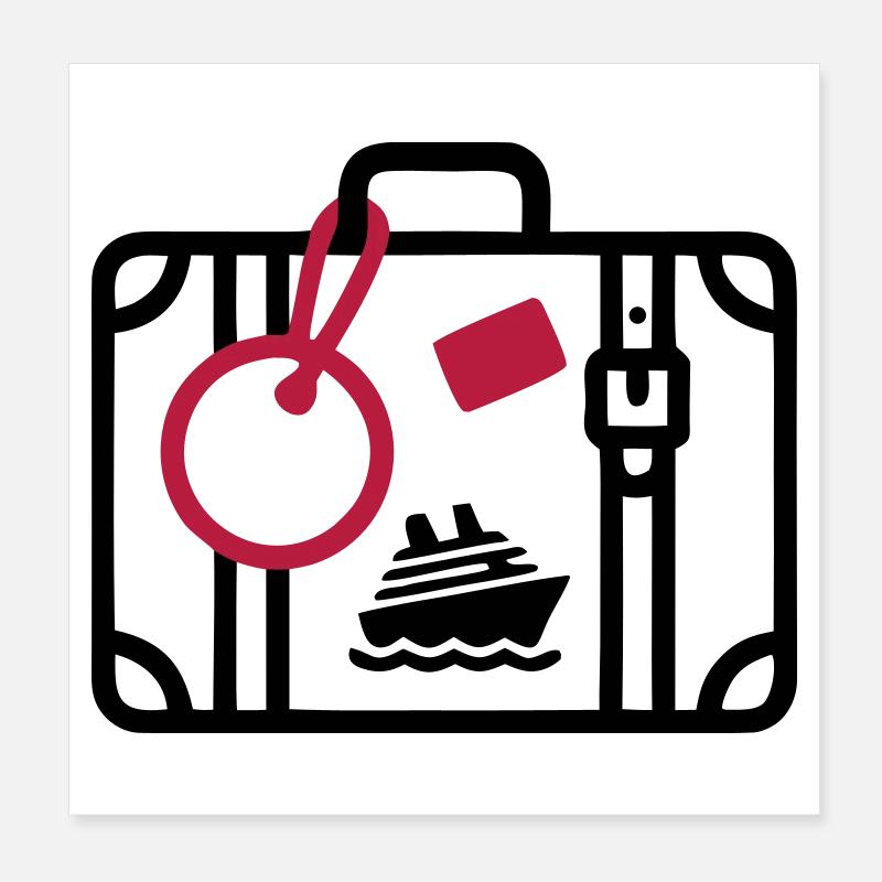 Vacances en croisière de voyage avec valises Poster 20 x 20 cm