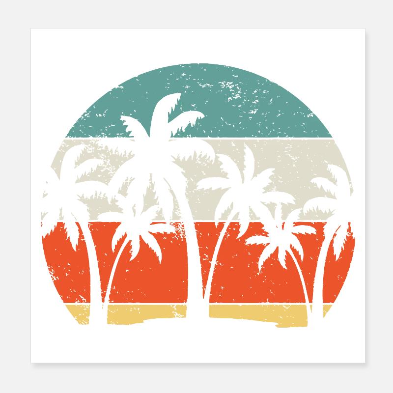 Silhouette de palmier coucher de soleil tropical Poster 20 x 20 cm