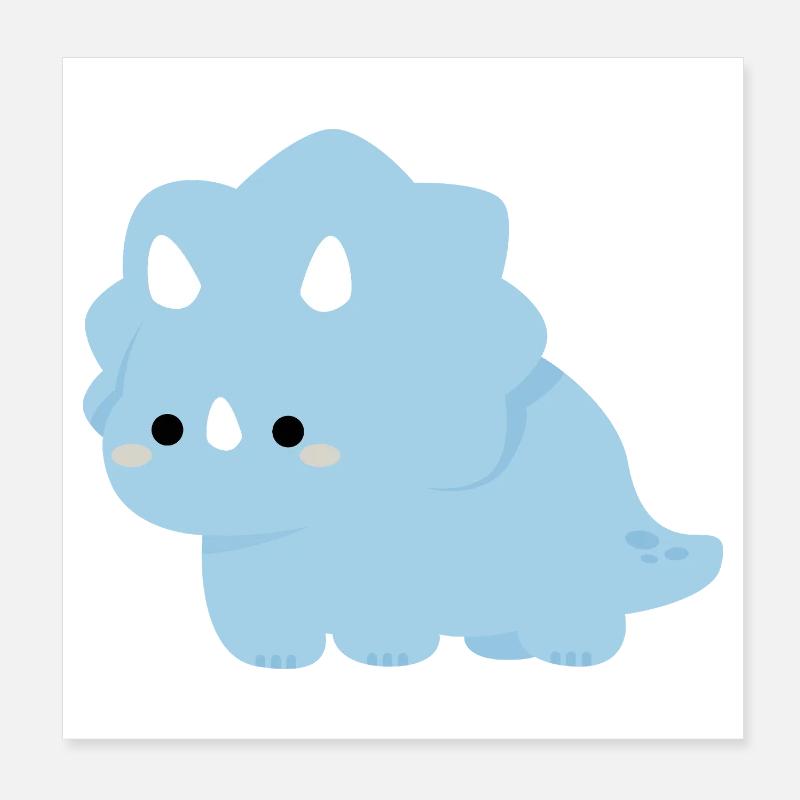 Charme Tricératops Dino Bleu Pastel Poster 20 x 20 cm