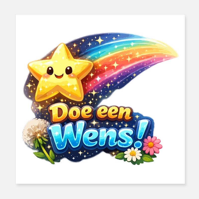 Étoile de souhaits et floraison arc-en-ciel Poster 20 x 20 cm