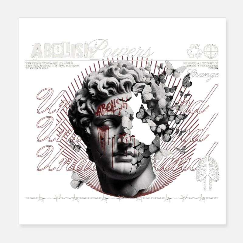 Abolir Power Head Collage - Poster 20 x 20 cm - blanc