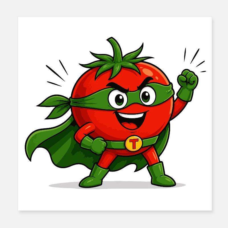 Tomate Superheld Comic Motiv Poster 20x20 cm