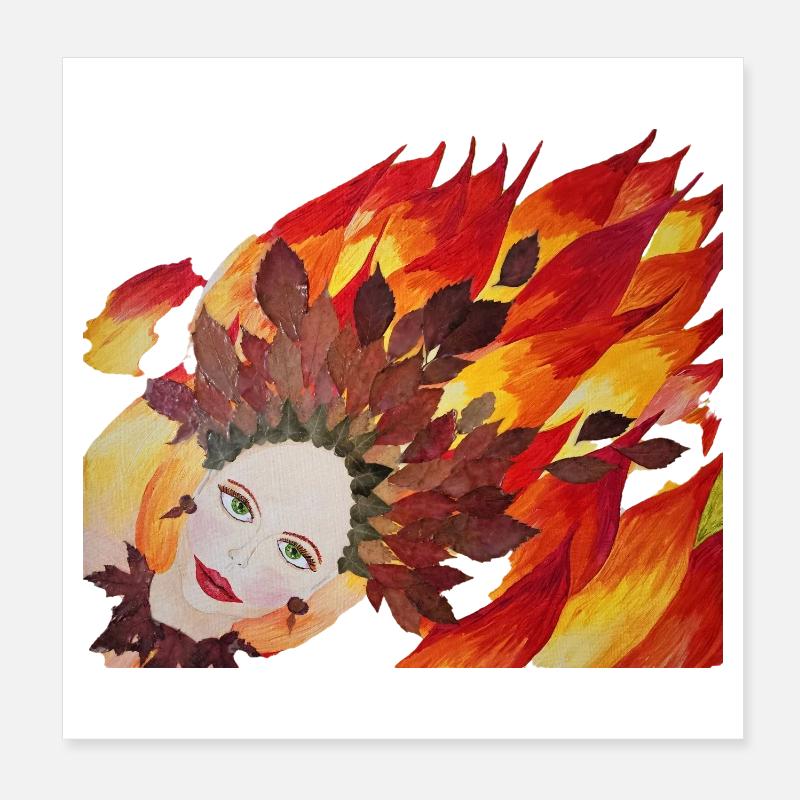 Face de la couronne de feuilles de feu d’automne Poster 20 x 20 cm