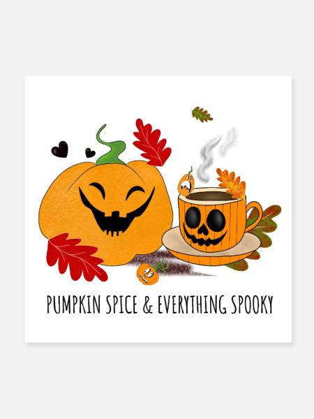 Pumpkin Smile Cozy Cup Halloween - Poster 20x20 cm - Weiß - Vorne