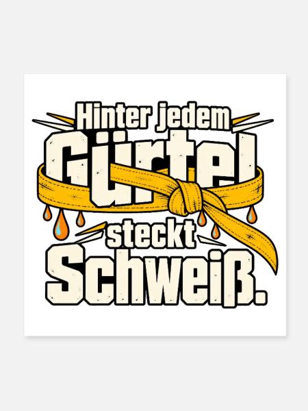 Kampfsport Gürtelprüfung Schweiß Disziplin - Poster 20x20 cm - Weiß - Vorne