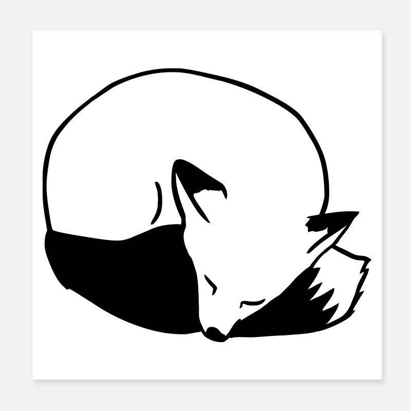 Fuchs schlafend: Niedlich, Kawaii & Comic Stil Poster 20x20 cm