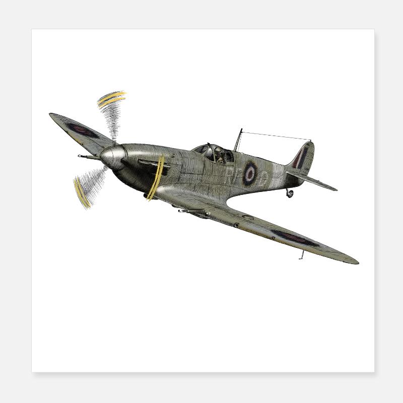 Spitfire - Poster 8" x 8" (20x20 cm) - white
