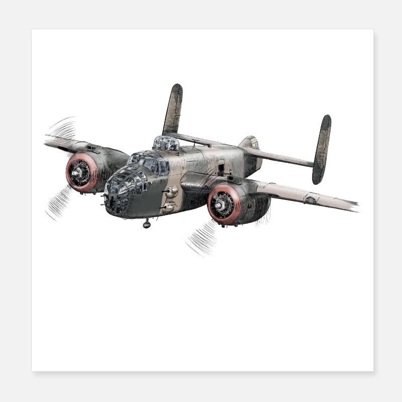 B-25 Bomber Poster 20 x 20 cm