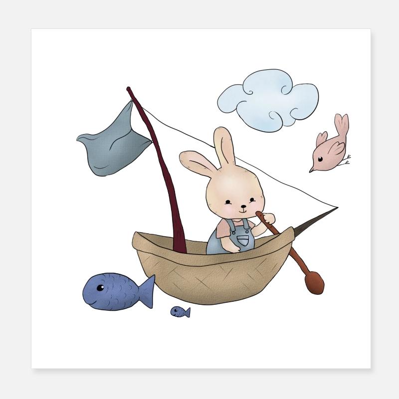 Kaninchenschiffer - Poster 20x20 cm - Weiß