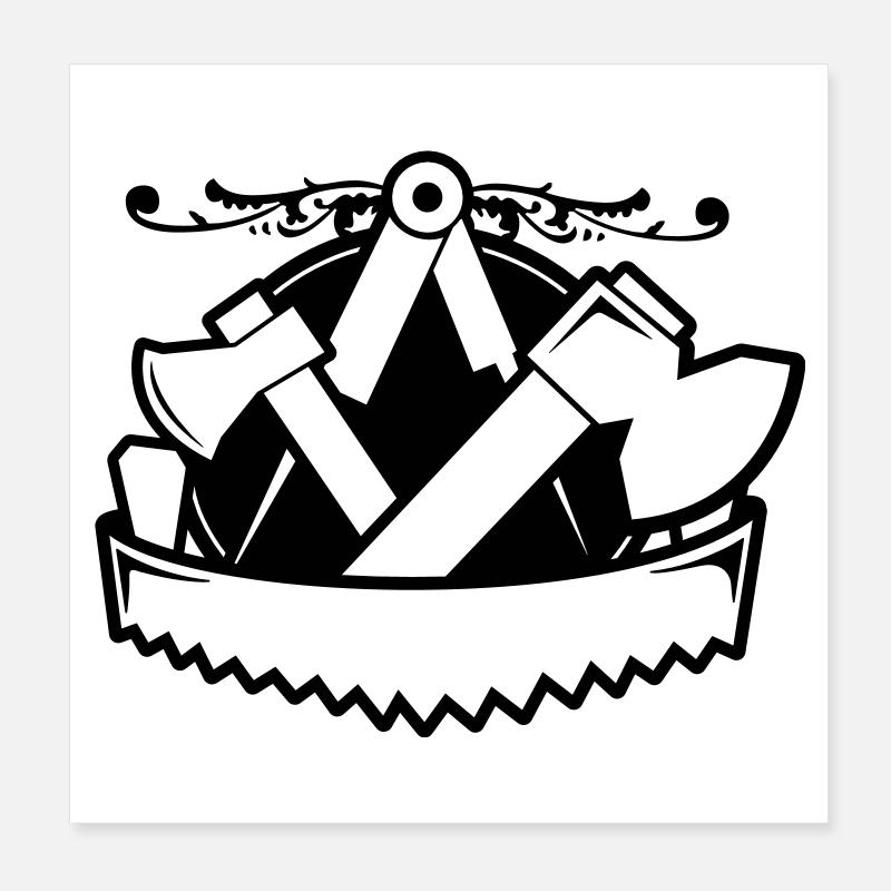 Carpenters' Emblem - Style Poster 8" x 8" (20x20 cm)