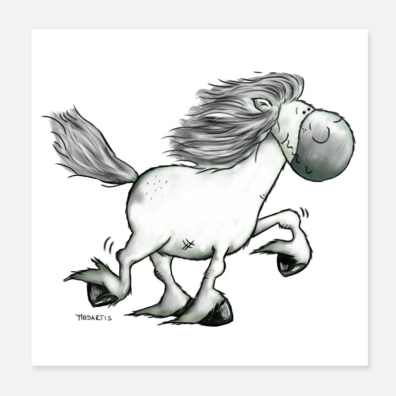 Drolliger Isländer - Islandpferd - Isi - Poster 20x20 cm - Weiß