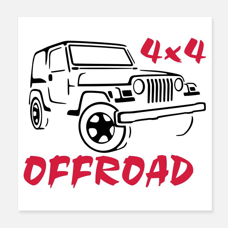 T-shirt Jeep 4x4 Offroad Poster 20 x 20 cm