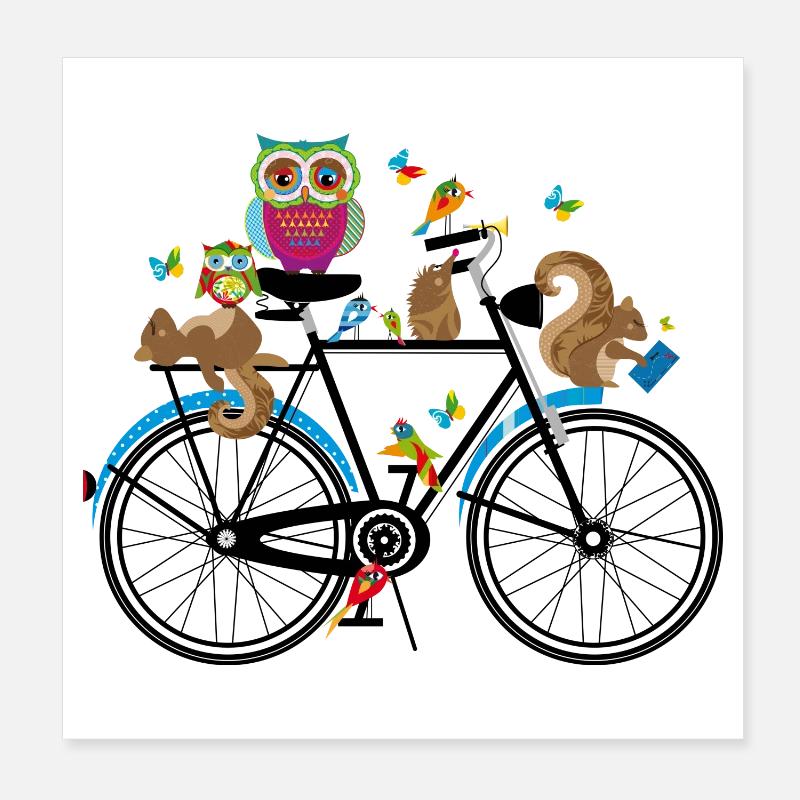 forest animals on a bike Poster 8" x 8" (20x20 cm)