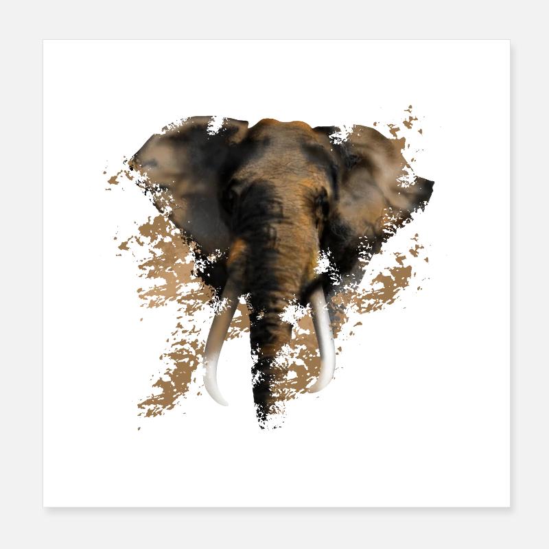 éléphant Poster 20 x 20 cm