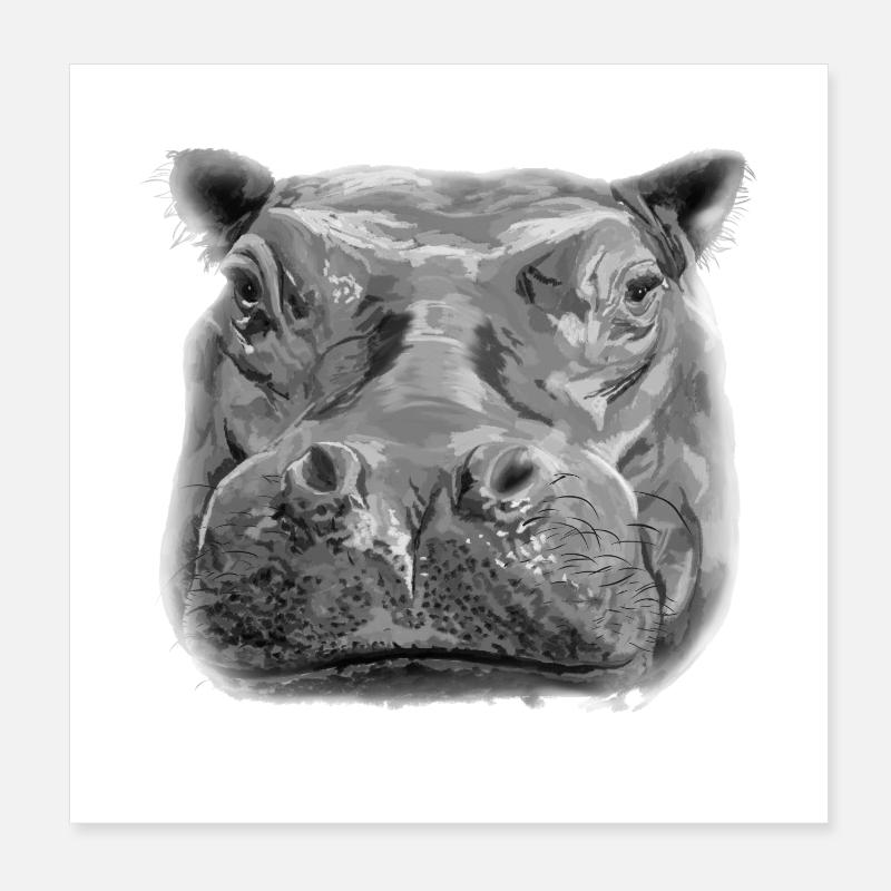 Nilpferd Poster 20x20 cm