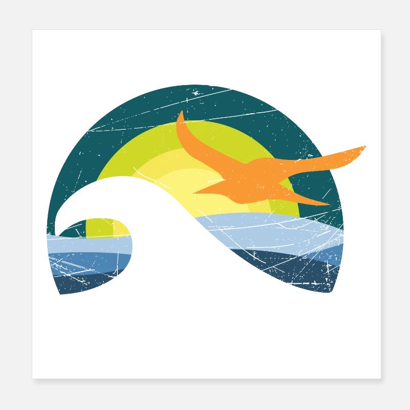 Möwe am Meer Poster 20x20 cm